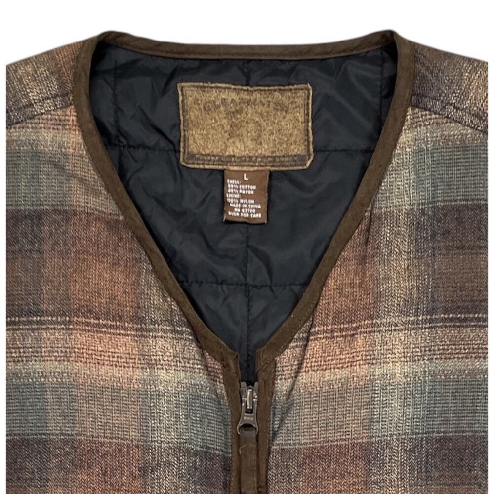 Clear Water Men’s Plaid Quilted Outdoor Vest Brown Green Size L - Picture 3 of 11